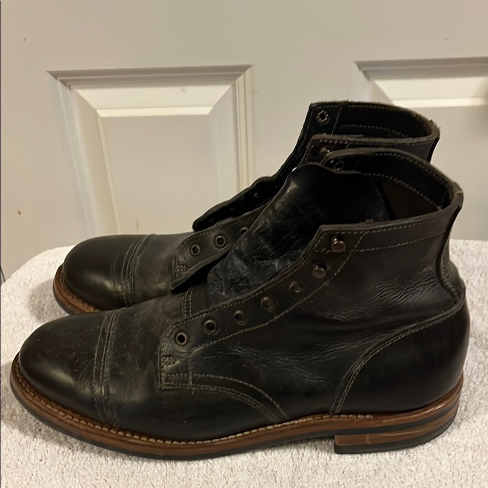 Truman Boot Co Dark Brown Rugged Leather Boots - size 12.5 width EE - Picture 5 of 8